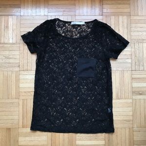 Black lace top with front pocket